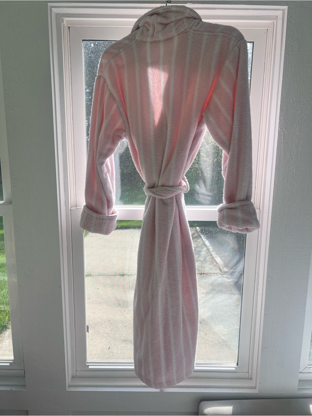 Brooklinen Pink Stripe Terry Cloth Robe Size Small Soft Spa Bathrobe Limited - Picture 5 of 6